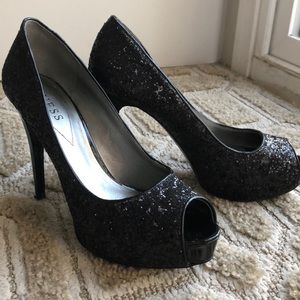 Black Glitter Heels